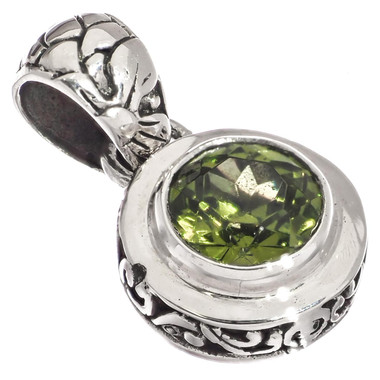 7/8" DAINTY PERIDOT SCROLLWORK FILIGREE 925 STERLING SILVER pendant