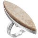 1 5/16" Cool Fossil Coral 925 Sterling Silver Sz 6 Ring