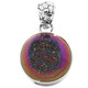 7/8" DAINTY ROUND RAINBOW TITANIUM AGATE DRUZY 925 STERLING SILVER pendant
