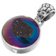 925 Silver Dainty Round Rainbow Titanium Agate Druzy Sterling Pendant, 7/8"
