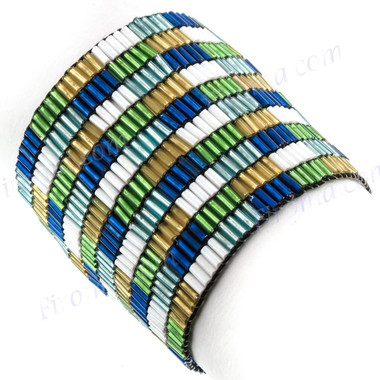 Bugle Beads 6 1/2" Green Bracelet