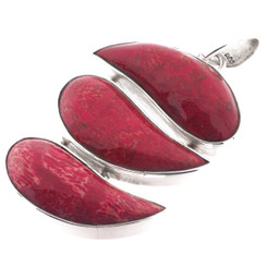 1 3/4" LONG TRIPLE RED CORAL 925 STERLING SILVER DROP pendant