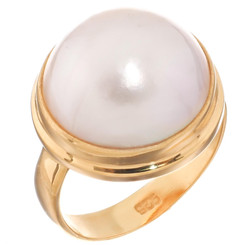 SOUTH PACIFIC WHITE MABE PEARL GOLD PLATED 925 STERLING SILVER SZ 6 ring