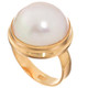 SOUTH PACIFIC WHITE MABE PEARL GOLD PLATED 925 STERLING SILVER SZ 6 ring