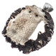 925 Silver Handcarved Owl Real Deer Burr Antler Sterling Pendant, 3"
