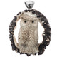 925 Silver Handcarved Owl Real Deer Burr Antler Sterling Pendant, 3"