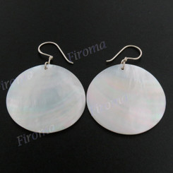White Mother Of Pearl Shell French Earrings