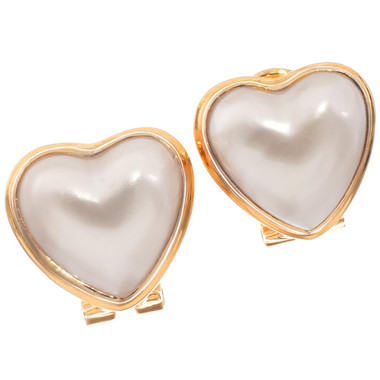 HEART PACIFIC OCEAN MABE PEARL GOLD PATED 925 STERLING SILVER OMEGA earrings