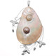 925 Silver Double Mabe Blister Pearl Orchid Filigree Sterling Pendant, 4 3/4"