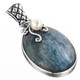 1 3/4" LARGE KYANITE FRESHWATER PEARL 925 STERLING SILVER pendant