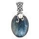 1 3/4" LARGE KYANITE FRESHWATER PEARL 925 STERLING SILVER pendant