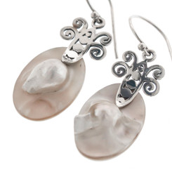 1" Blister Freshwater Pearl 925 Sterling Silver Earrings