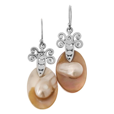 1" Blister Freshwater Pearl 925 Sterling Silver Earrings