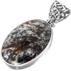 925 Silver {l^j} Genuine Gold Flashing Astrophyllite Sterling Pendant