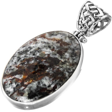 925 Silver {l^j} Genuine Gold Flashing Astrophyllite Sterling Pendant