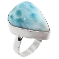 Domican Republic Blue Larimar 925 Sterling Silver Size 7 Ring, 1"