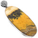 925 Silver Large Bumble Bee Jasper Designer Cab Sterling Pendant, 3 1/4"