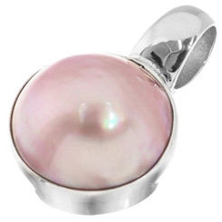 1" OPULENT SOUTH PACIFIC PINK MABE PEARL 925 STERLING SILVER pendant