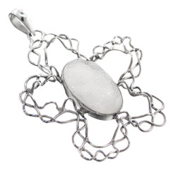2 1/4" WHITE AGATE DRUZY DRUSY WIRE FILIGREE 925 STERLING SILVER pendant