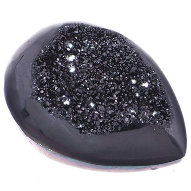 US-MADE 3/4" GUNMETAL BLACK TITANIUM PEAR DRUZY DRUSY 18X13MM cabochon