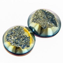 1/2" MATCHED PAIR TOP NOTCH TITANIUM DRUZY DRUSY 12x12MM 10.0CT cabochon