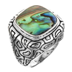 Adorable Paua Abalone Shell 925 Sterling Silver Sz 6 Ring