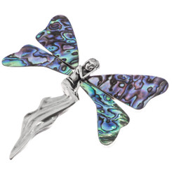 3 1/2" PAUA ABALONE SHELL BUTTERFLY ANGEL 925 STERLING SILVER BROOCH pendant