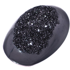 1 Oval Black Knight Titanium Druzy Drusy Cabochon
