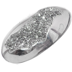 2" Teardrop Silver Mist Titanium Druzy Cabochon