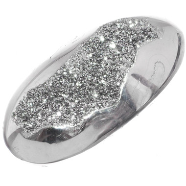 2" Teardrop Silver Mist Titanium Druzy Cabochon