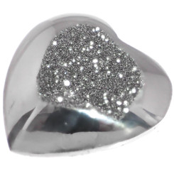 Us-made Heart Silver Mist Titanium Druzy Drusy Cab Cabochon, 3/4"