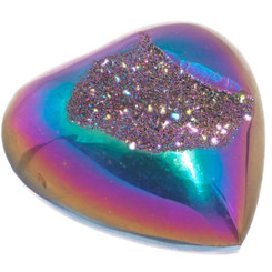Heart Rainbow Titanium Agate Druzy Drusy 20x20mm Cabochon US Made, 3/4"