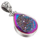 925 Silver Dainty Teardrop Rainbow Titanium Agate Druzy Sterling Pendant, 1 1/8"