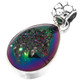 925 Silver Dainty Teardrop Rainbow Titanium Agate Druzy Sterling Pendant, 1 1/8"
