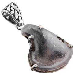 Cool Prong Set Mexican Geode 925 Sterling Silver Pendant