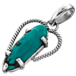 1 1/4" Turquoise 925 Sterling Silver Pendant