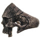 Mens Masonic Large Half Skull Dark 925 Silver Biker Ring, 1 1/8"