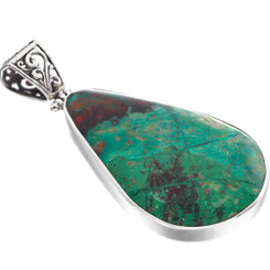 925 Silver Sonoran Sunrise Chrysocolla Cuprite Pendant, 2 3/8"