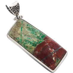 925 Silver Sonoran Sunrise Chrysocolla Cuprite Pendant, 2 7/8"