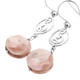 1" BABY PINK LILAC OYSTER MOTHER OF PEARL SHELL 925 STERLING SILVER earrings