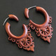 2" Fake Gauge Natural Wood Handcarved Post Earrings