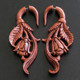2 3/4" FAKE GAUGE NATURAL WOOD FLOWER HANDCARVED POST earrings
