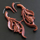 2 3/4" FAKE GAUGE NATURAL WOOD FLOWER HANDCARVED POST earrings