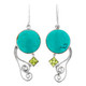 1 1/4" GENUINE TURQUOISE PERIDOT 925 STERLING SILVER earrings