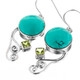 1 1/4" GENUINE TURQUOISE PERIDOT 925 STERLING SILVER earrings