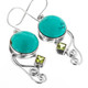 1 1/4" GENUINE TURQUOISE PERIDOT 925 STERLING SILVER earrings