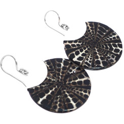 1 3/16" COOL BLACK UNIQUE BLACK CONE SHELL DANGLING 925 STERLING SILVER earrings