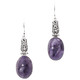 Charoite Filigree 925 Sterling Silver French Wires Earrings, 1 1/4"