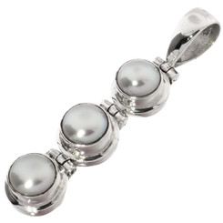 1 5/8" WHITE BIWA FRESHWATER CULTURED PEARL 925 STERLING SILVER DROP pendant