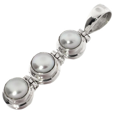 1 5/8" WHITE BIWA FRESHWATER CULTURED PEARL 925 STERLING SILVER DROP pendant